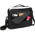 Crossbody Messenger Bag in Recycled Ripstop Embroidery - Black - Front Propped