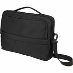 Crossbody Messenger Bag in Recycled Ripstop Embroidery - Black - Left Angle