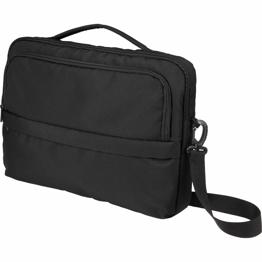 Crossbody Messenger Bag in Recycled Ripstop Transfer - Black - Left Angle