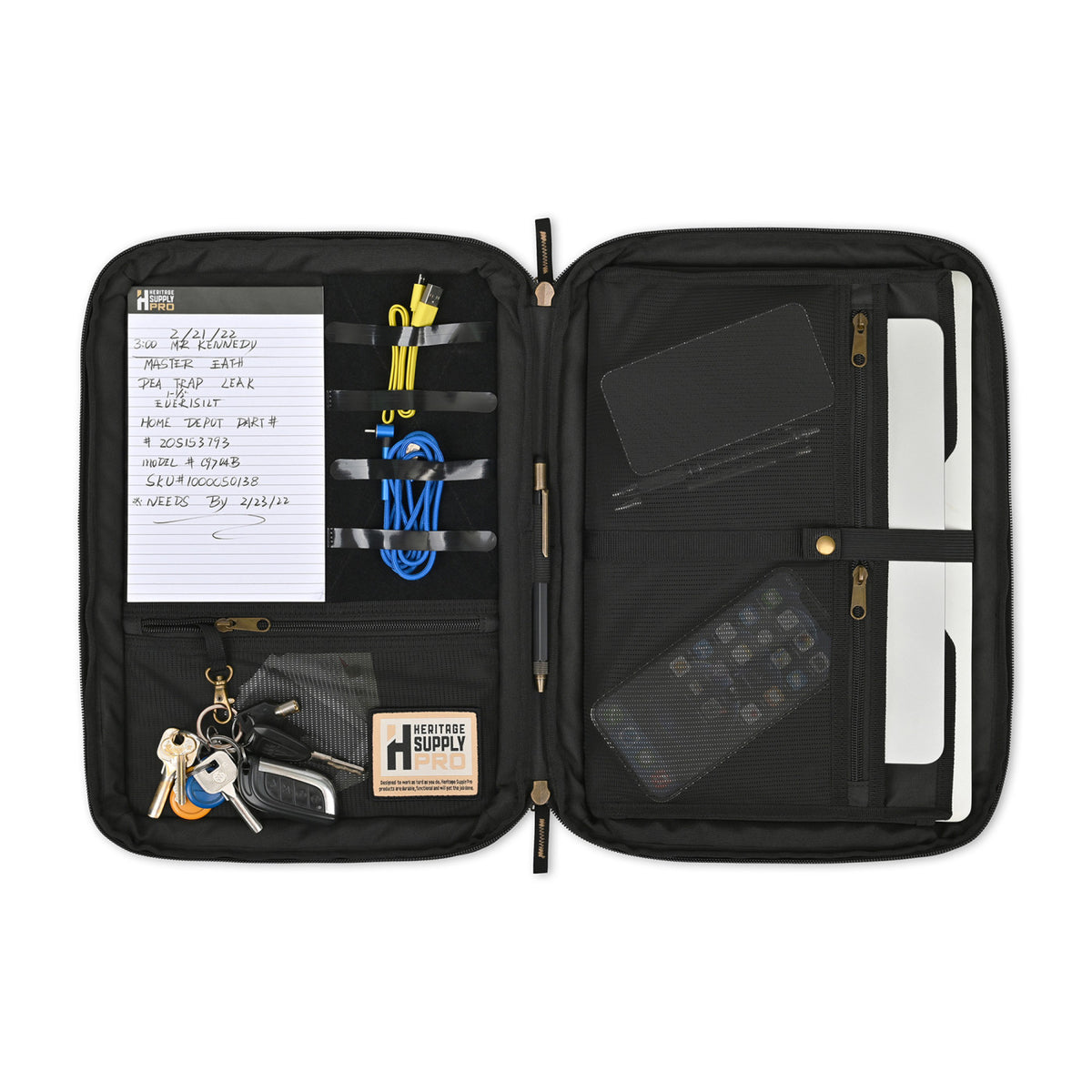 Crossbody Work Padfolio and Construction Pen Set Transfer - Black - View 2
