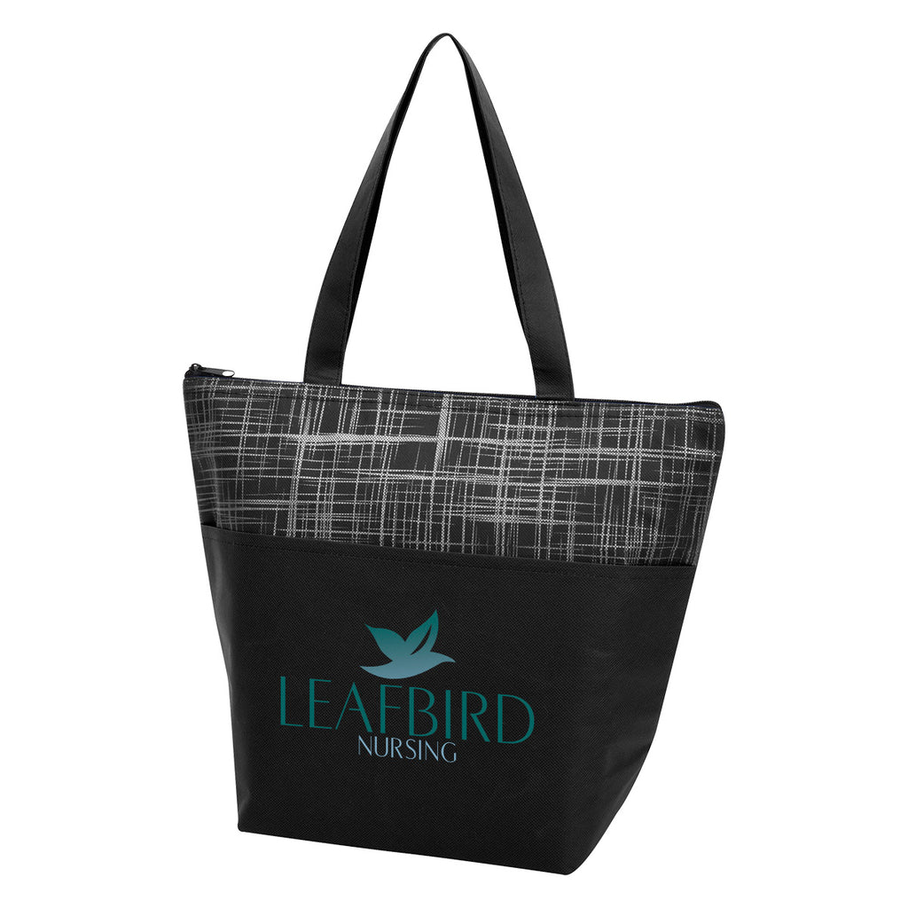 Crosshatch Cooler Bag, Non-Woven - Black - Colorbrite