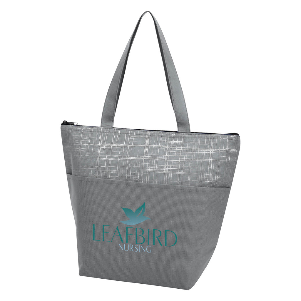 Crosshatch Cooler Bag, Non-Woven - Gray - Colorbrite