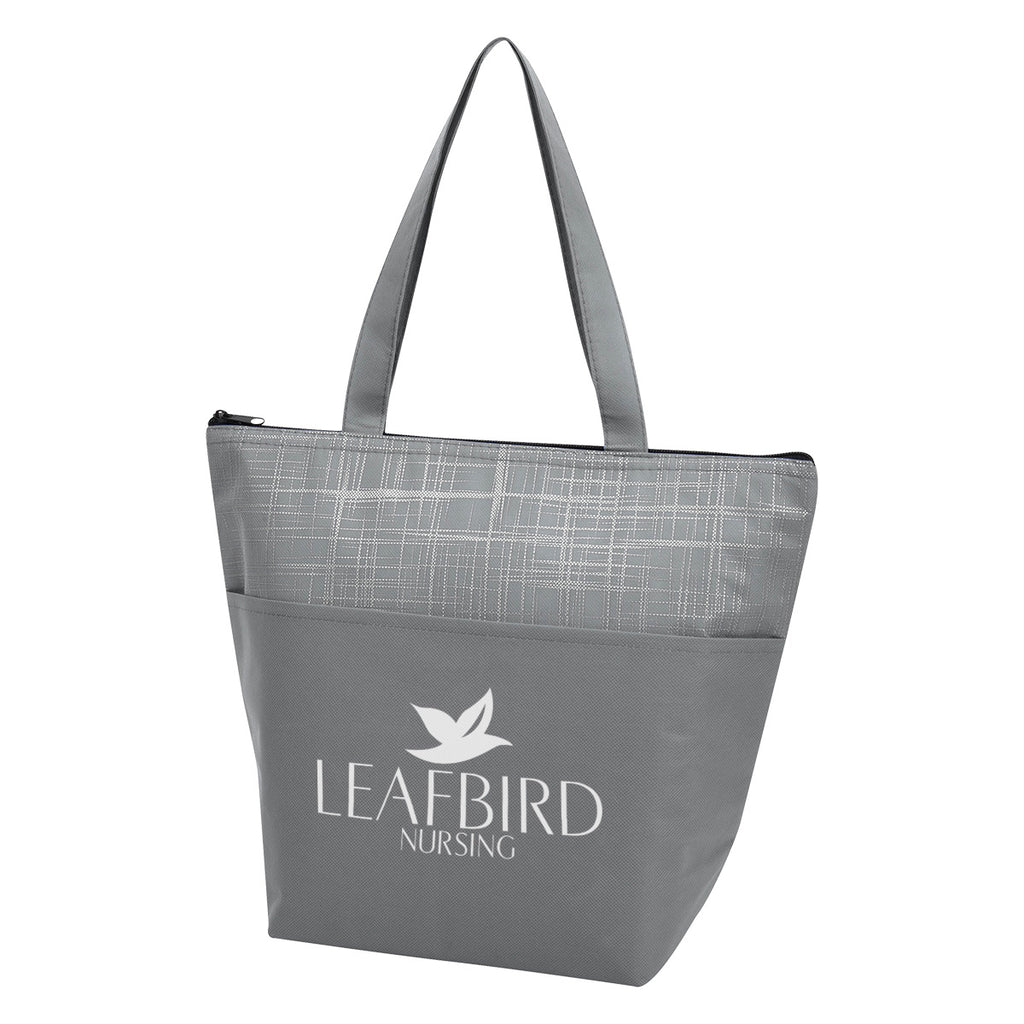 Crosshatch Cooler Bag, Non-Woven - Gray - Silk Screen