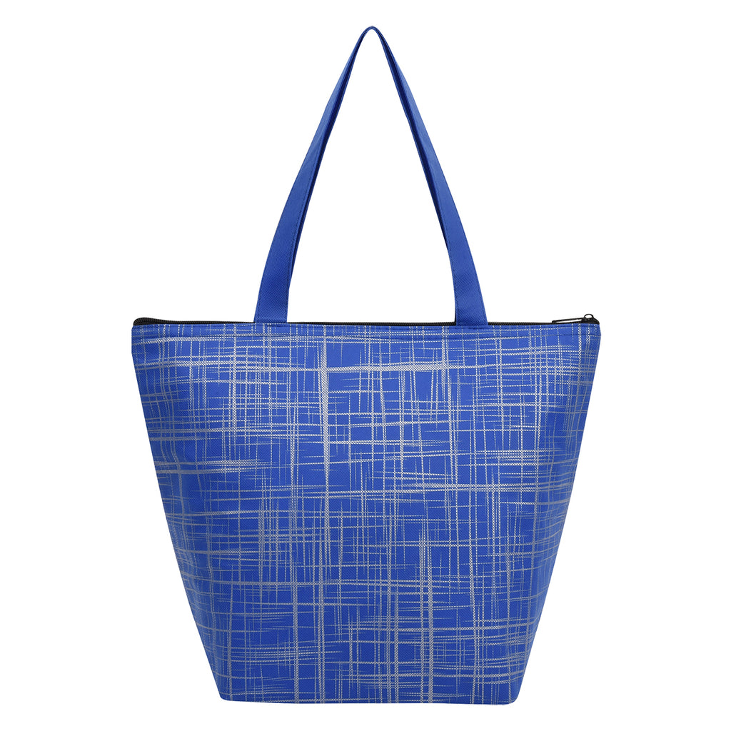 Crosshatch Cooler Bag, Non-Woven - Royal Blue - Back