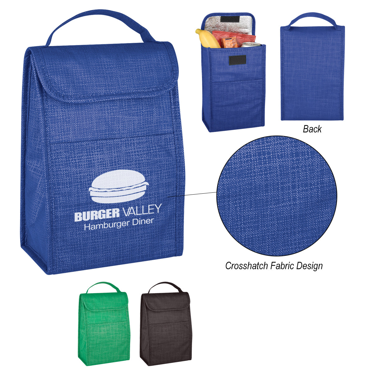 Crosshatch Lunch Bag, Non-Woven