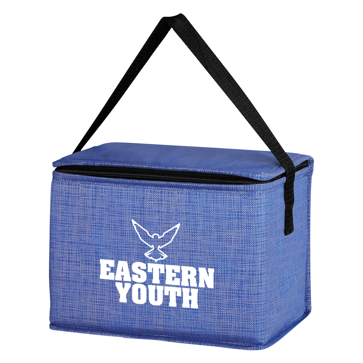 Crosshatch Lunch Bag, Non-Woven - Blue - Silk Screen