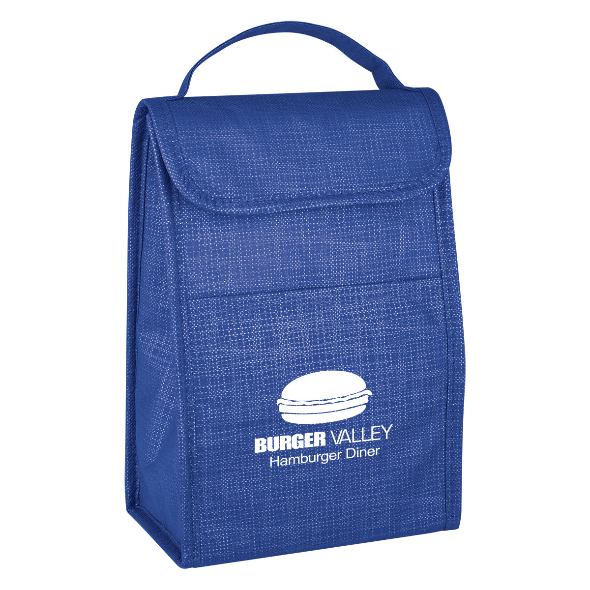 Crosshatch Lunch Bag, Non-Woven - Blue - Silk Screen