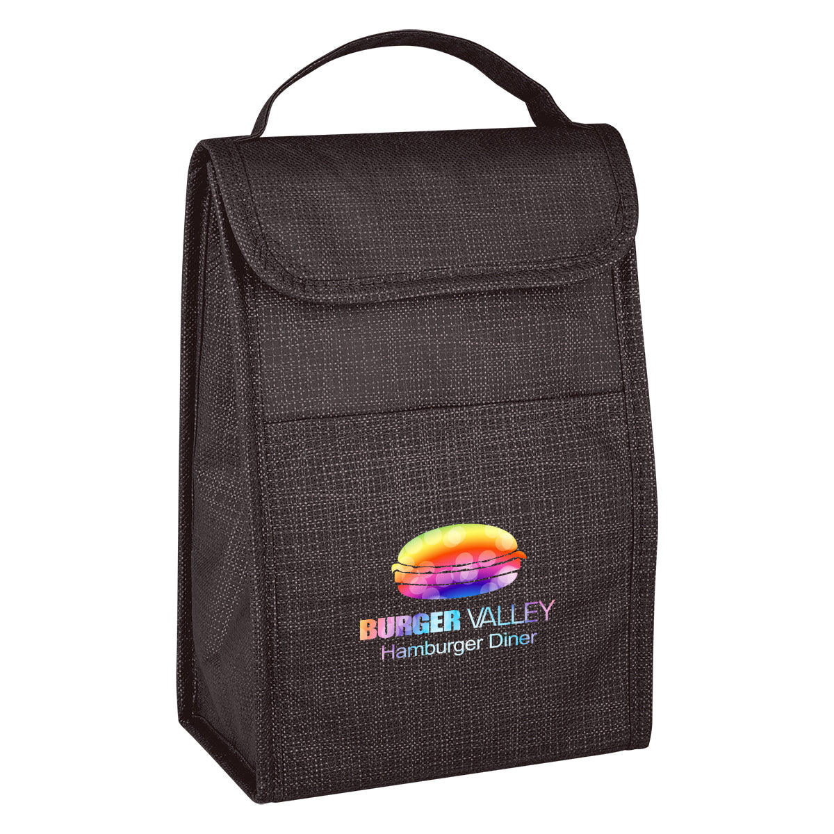 Crosshatch Lunch Bag, Non-Woven - Charcoal - Colorbrite