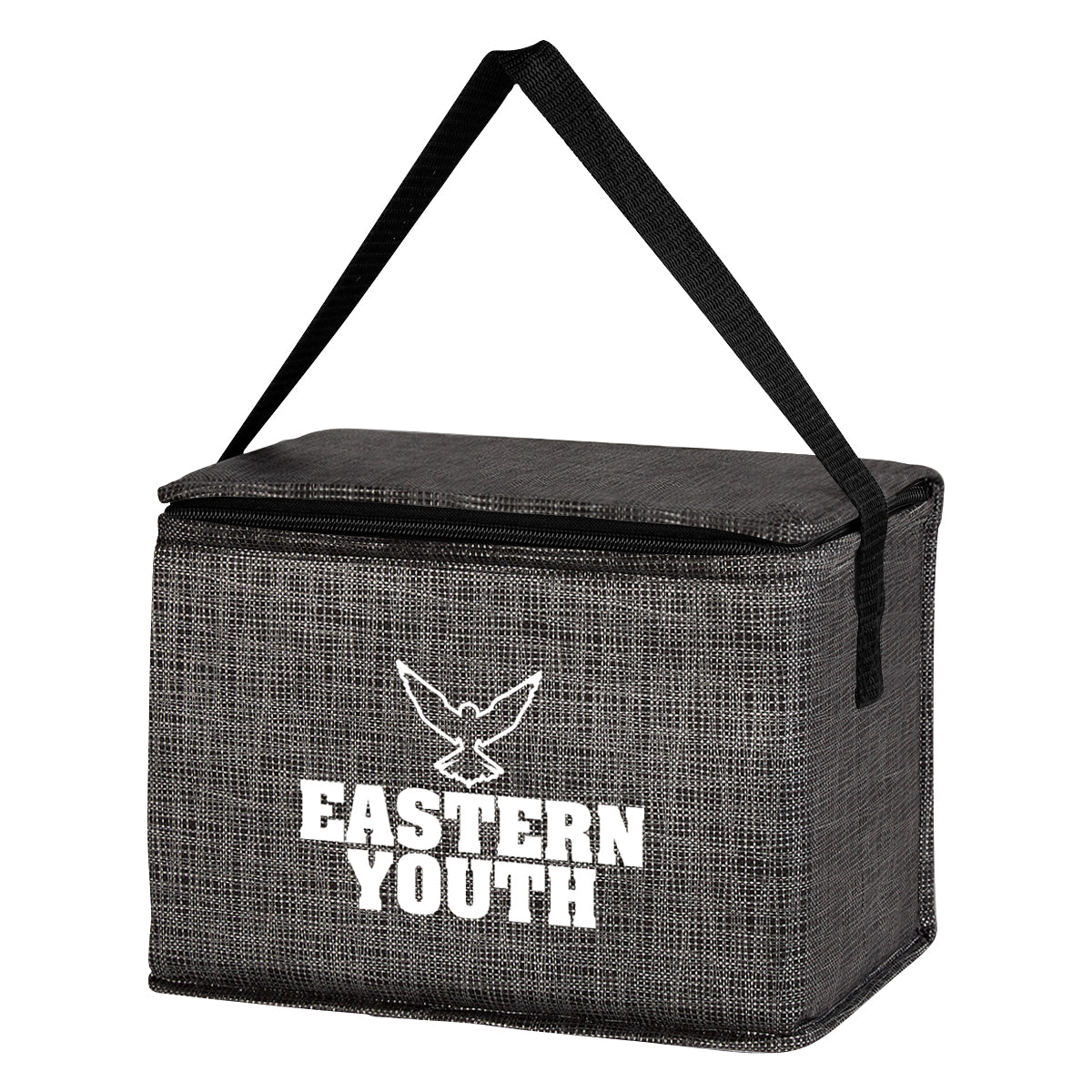 Crosshatch Lunch Bag, Non-Woven - Charcoal - Silk Screen
