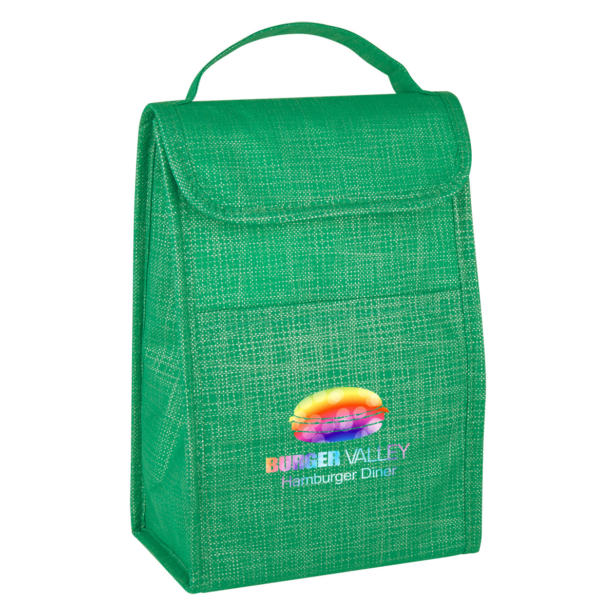Crosshatch Lunch Bag, Non-Woven - Green - Colorbrite
