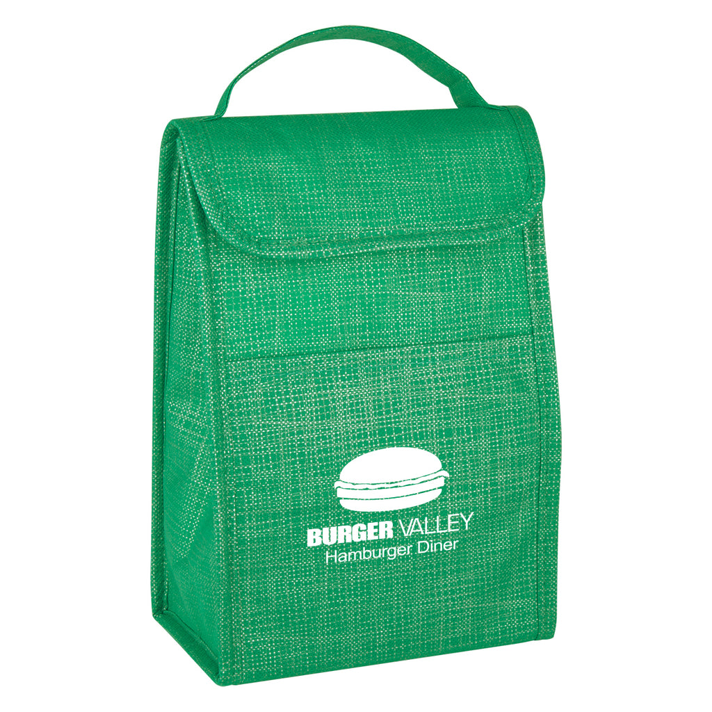 Crosshatch Lunch Bag, Non-Woven - Green - Silk Screen