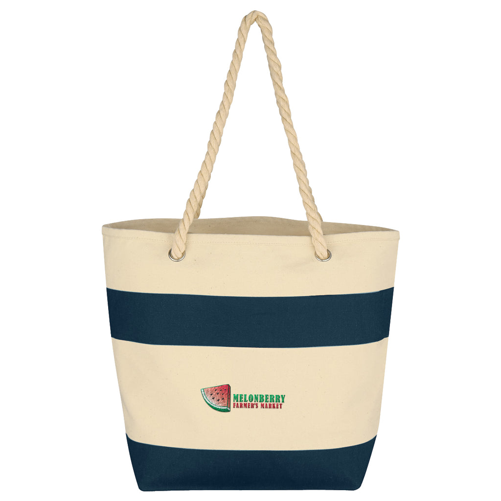 Cruising Cotton Canvas Tote with Rope Handles, 16 oz Embroidery - Embroidery