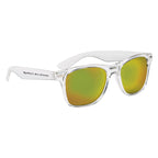 Crystalline Malibu Sunglasses, Mirrored - Clear With Yellow - Silk Screen