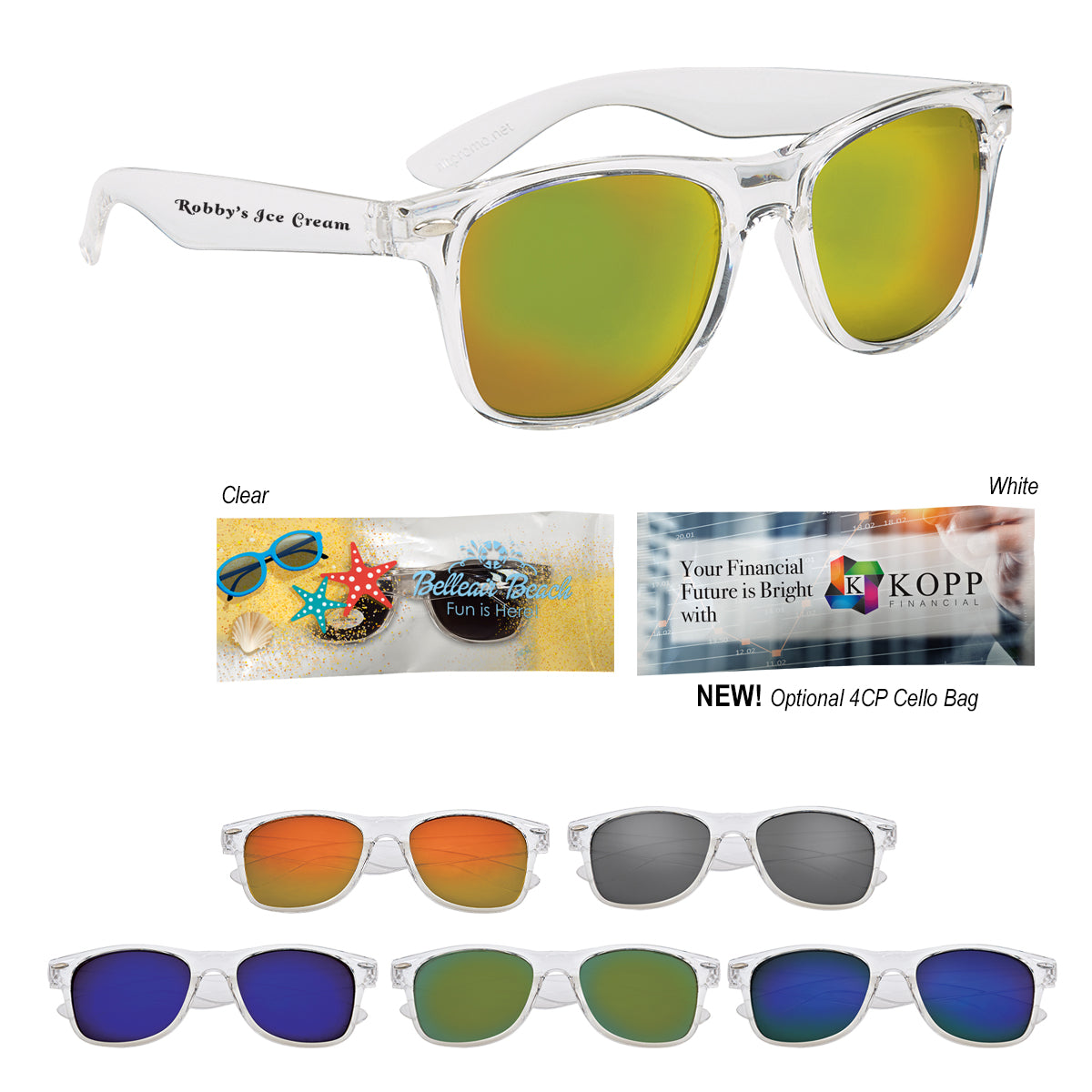 Crystalline Malibu Sunglasses, Mirrored