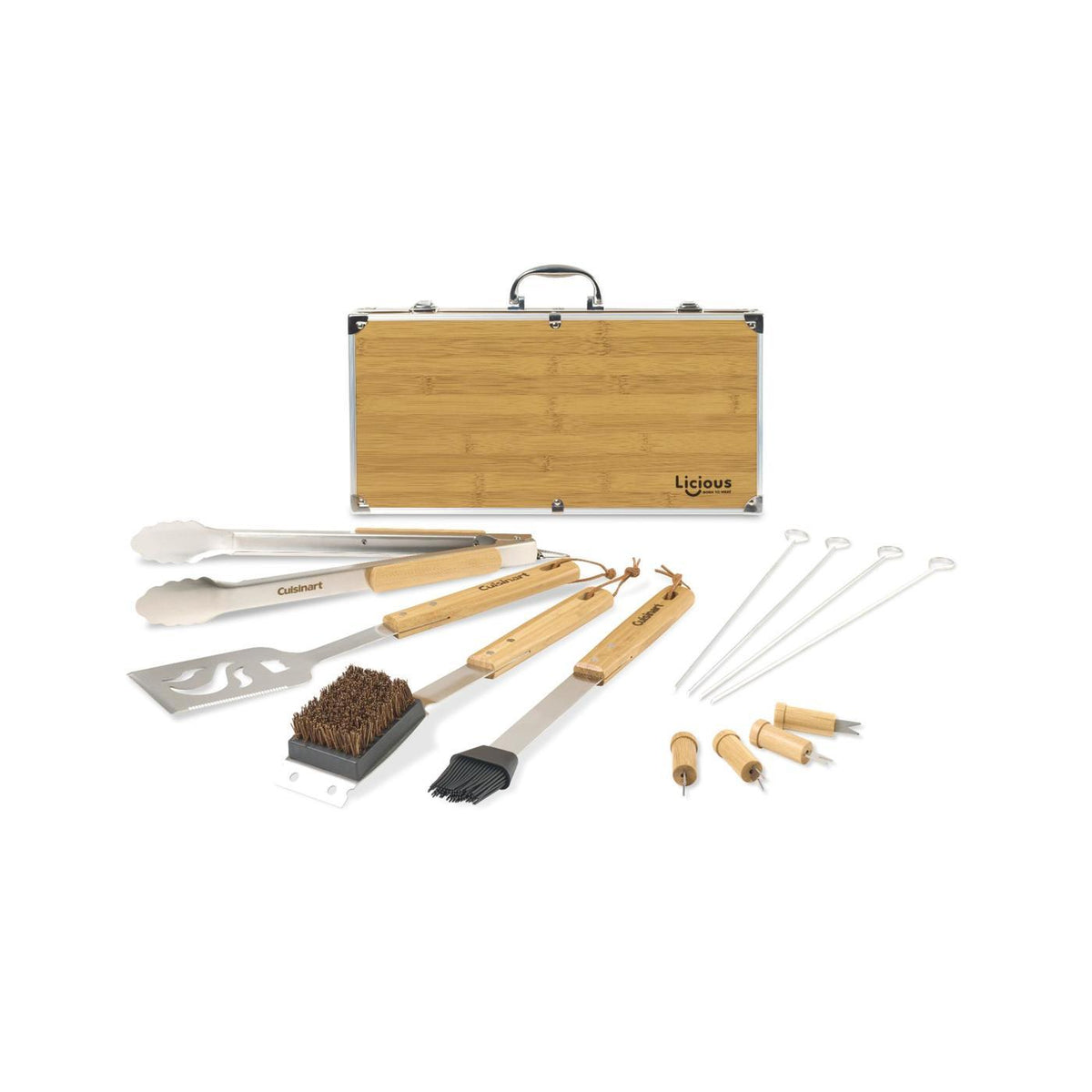 Cuisinart Outdoors Bamboo Handle Grill Tool Set, 13 Pieces - Bamboo - View 1