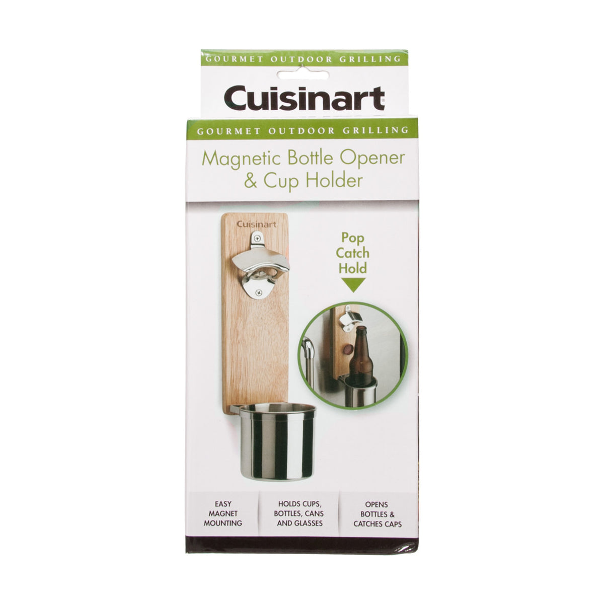 Cuisinart Outdoors Magnetic Cup Holder with Bottle Opener Laser Engraving - Wood - View 2