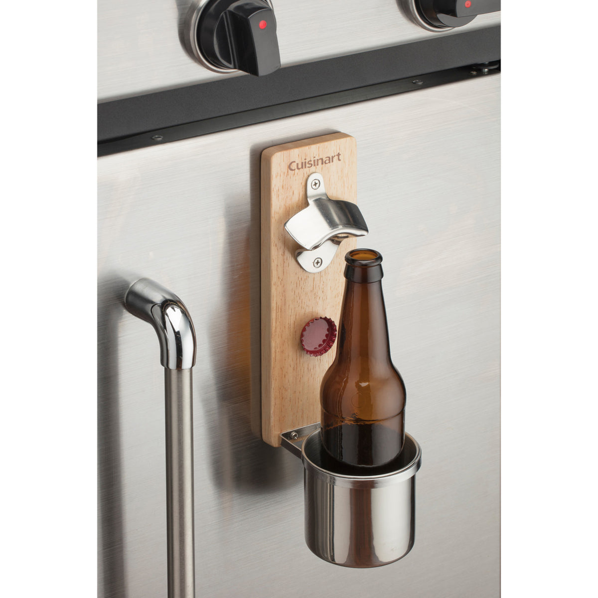 Cuisinart Outdoors Magnetic Cup Holder with Bottle Opener Laser Engraving - Wood - View 7