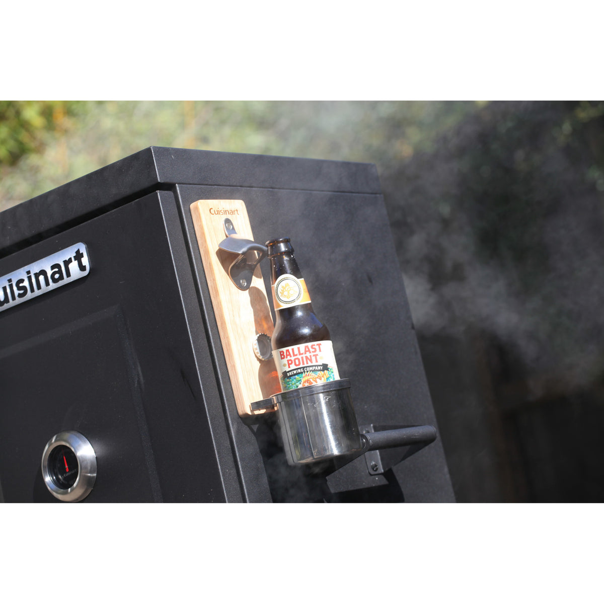 Cuisinart Outdoors Magnetic Cup Holder with Bottle Opener - Wood - View 6