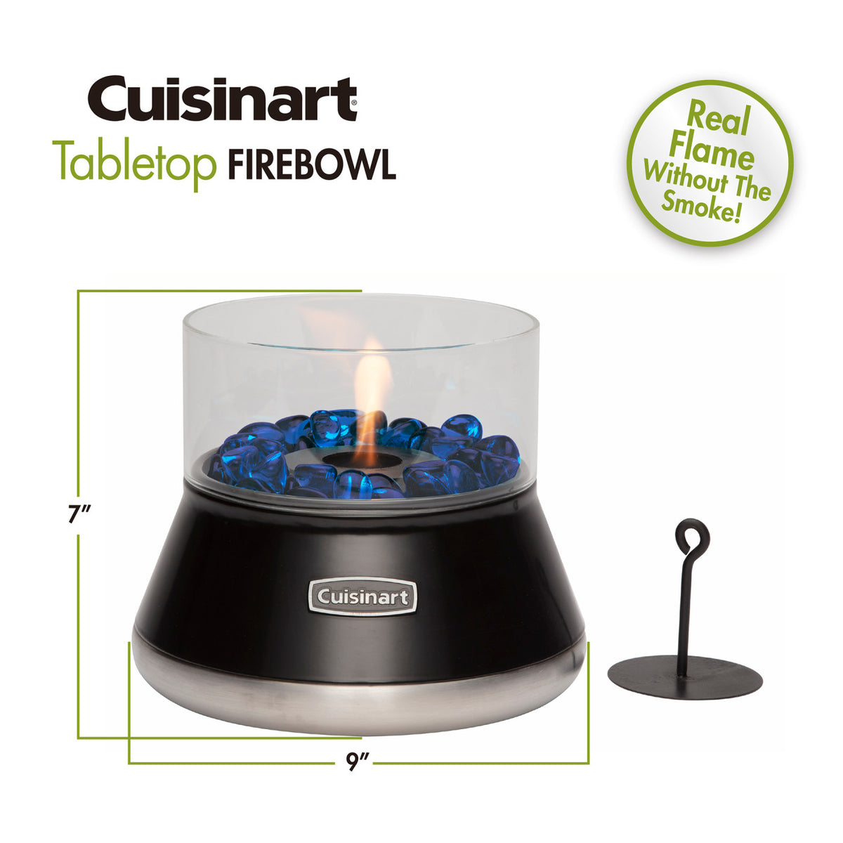 Cuisinart Outdoors Petite Tabletop Fire Bowl with Glass Surround - Black - View 2