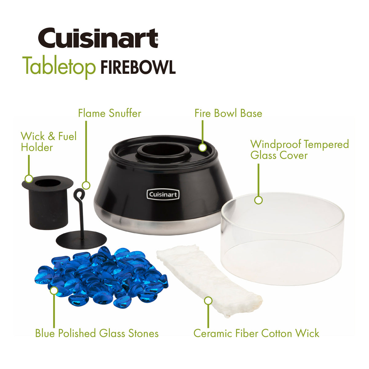 Cuisinart Outdoors Petite Tabletop Fire Bowl with Glass Surround - Black - View 3