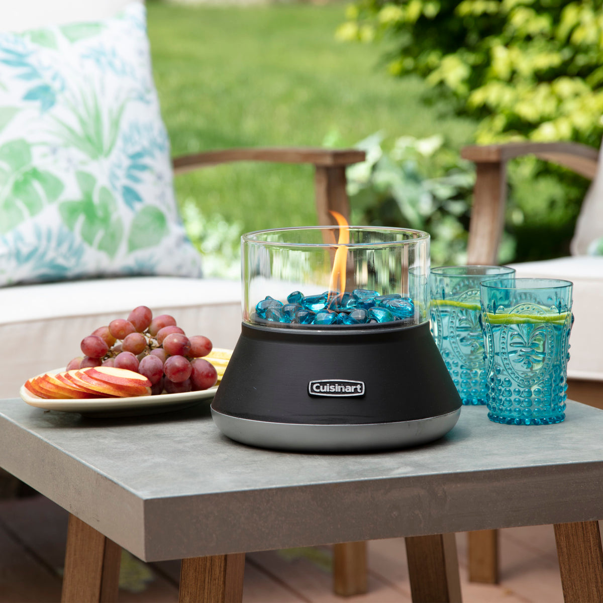 Cuisinart Outdoors Petite Tabletop Fire Bowl with Glass Surround - Black - View 7