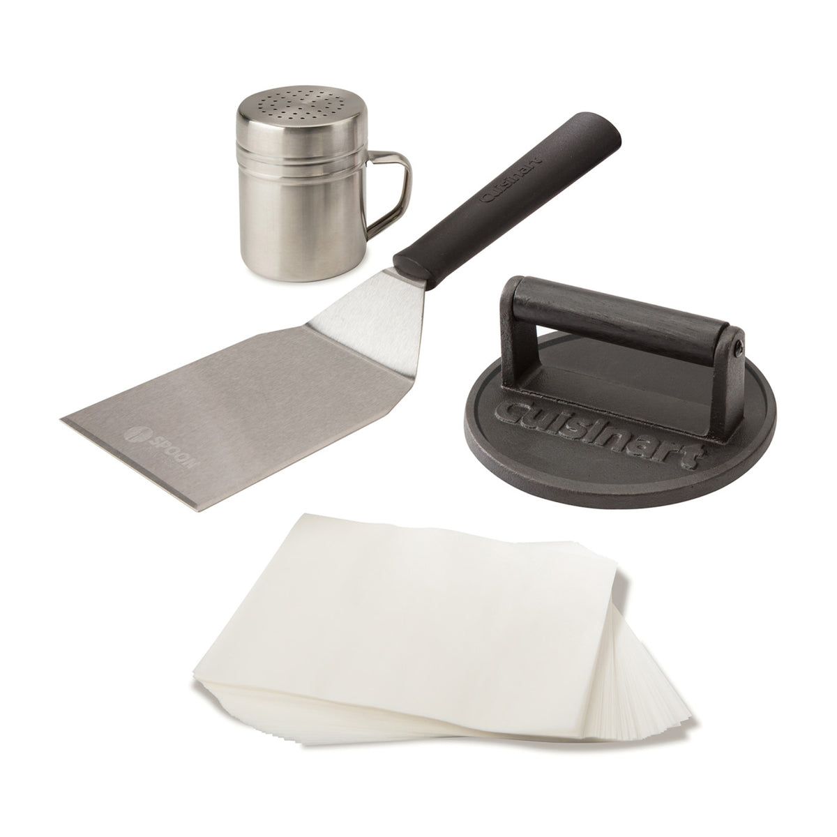 Cuisinart Outdoors Smashed Burger Kit with Press and Spatula Laser Engraving - Black - View 1
