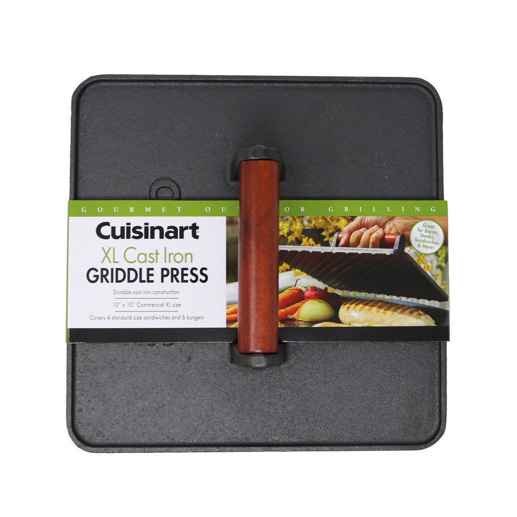 Cuisinart Outdoors XL Cast Iron Griddle Press, 10 x 10 Inches Laser Engraving - Black - View 4