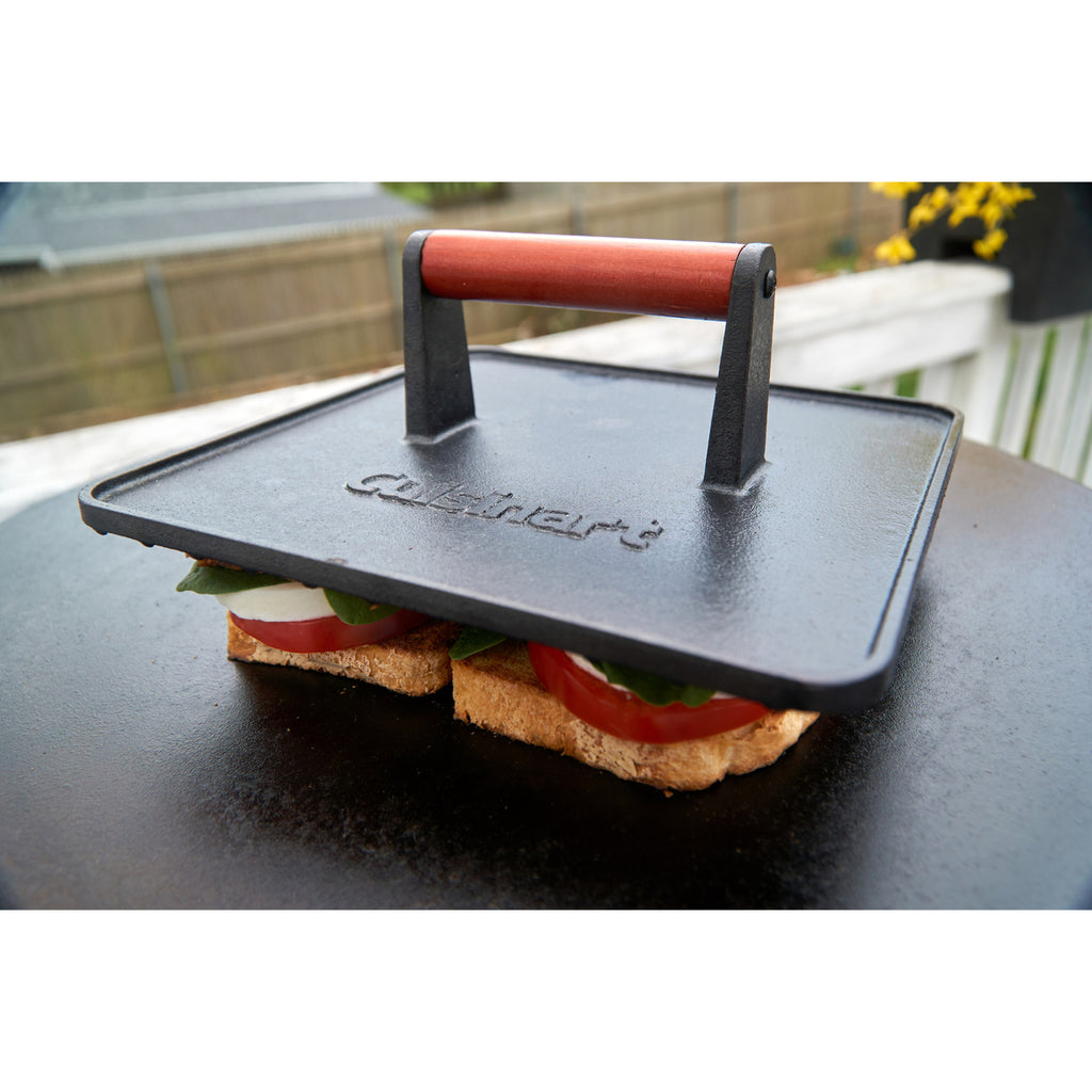 Cuisinart Outdoors XL Cast Iron Griddle Press, 10 x 10 Inches Laser Engraving - Black - View 7