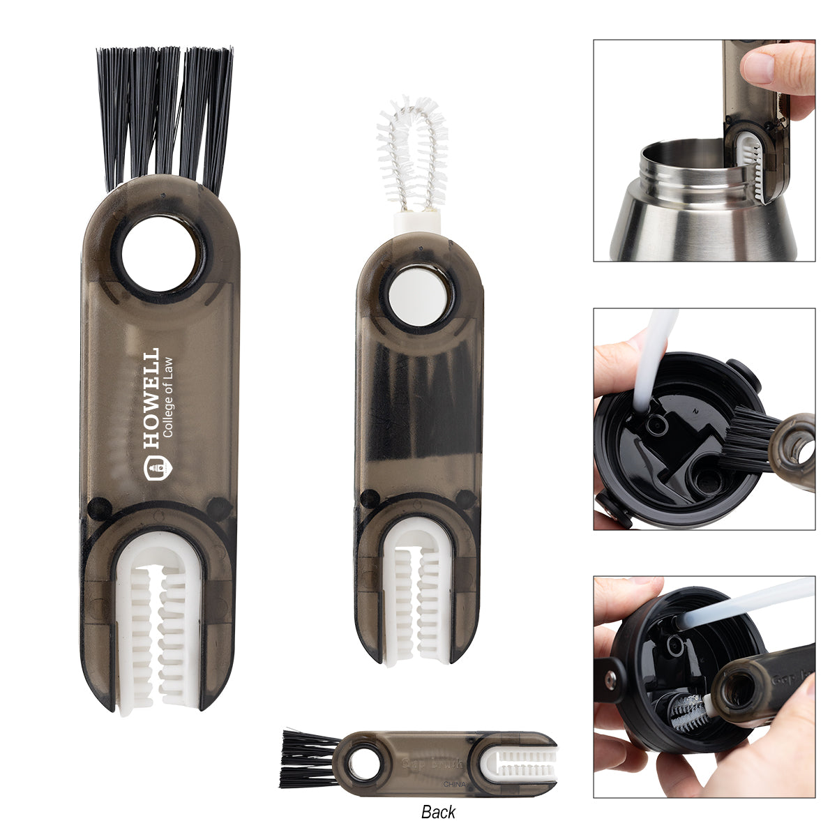 Cup and Lid Cleaning Brush Set, Three-Way - 3-In-1 Cup Lid Cleaning Brush Set