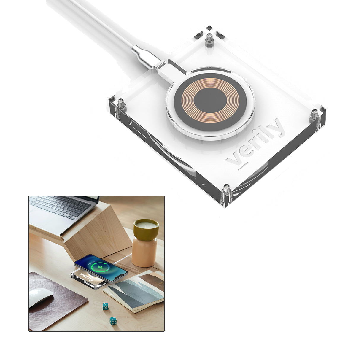 Custom Promotional Powerstick ClearCharge - Clear - Laser Engraving