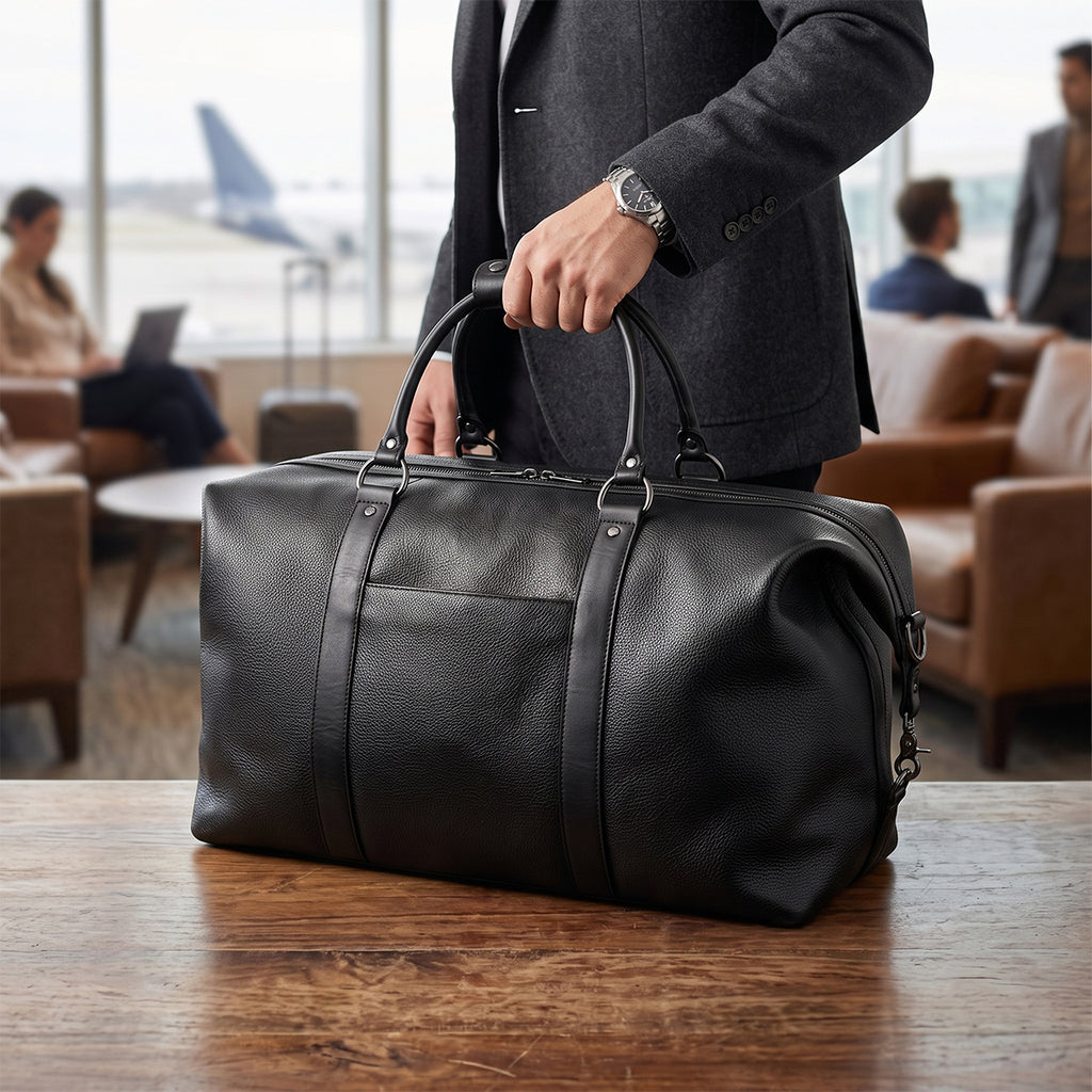 Cutter & Buck Duffel Bag in Leather - Black - Lifestyle_Blank