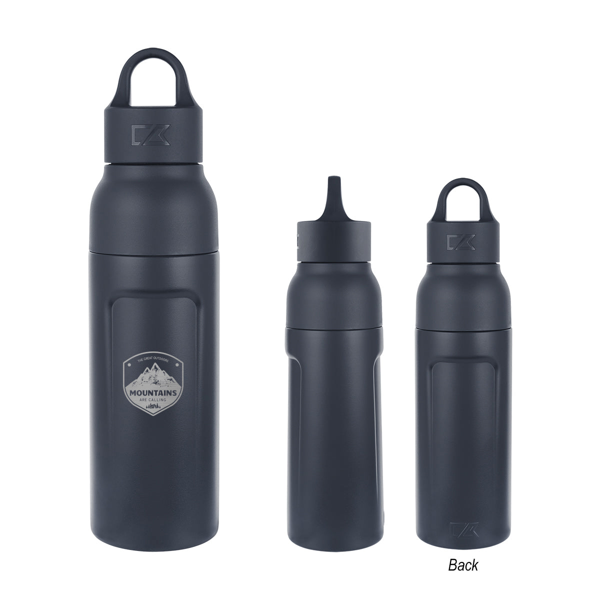 Cutter & Buck Recycled Stainless Steel Bottle, 17 oz - Navy - Laser Engraving