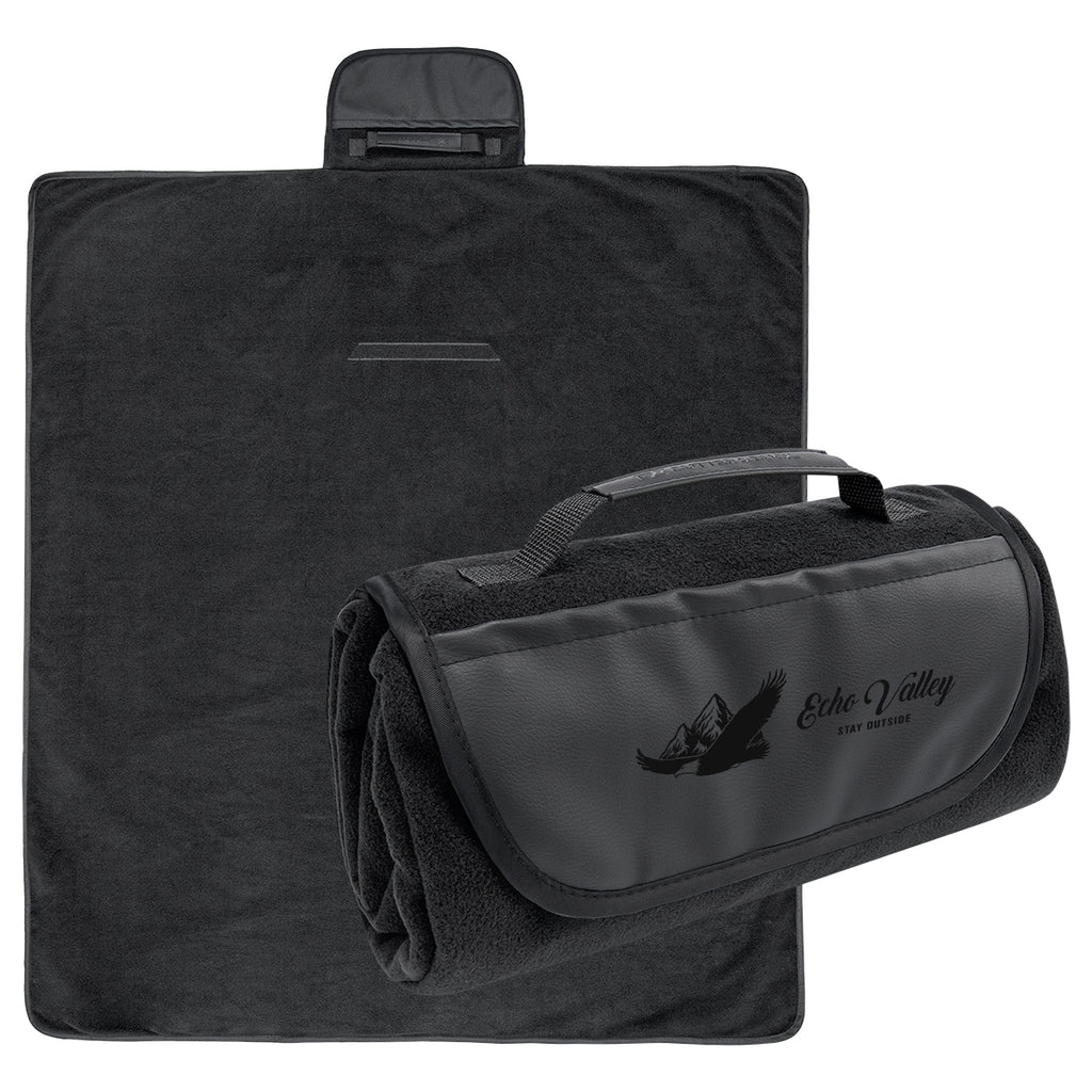 Cutter & Buck Roll-Up Picnic and Camping Blanket - Black - Silk Screen