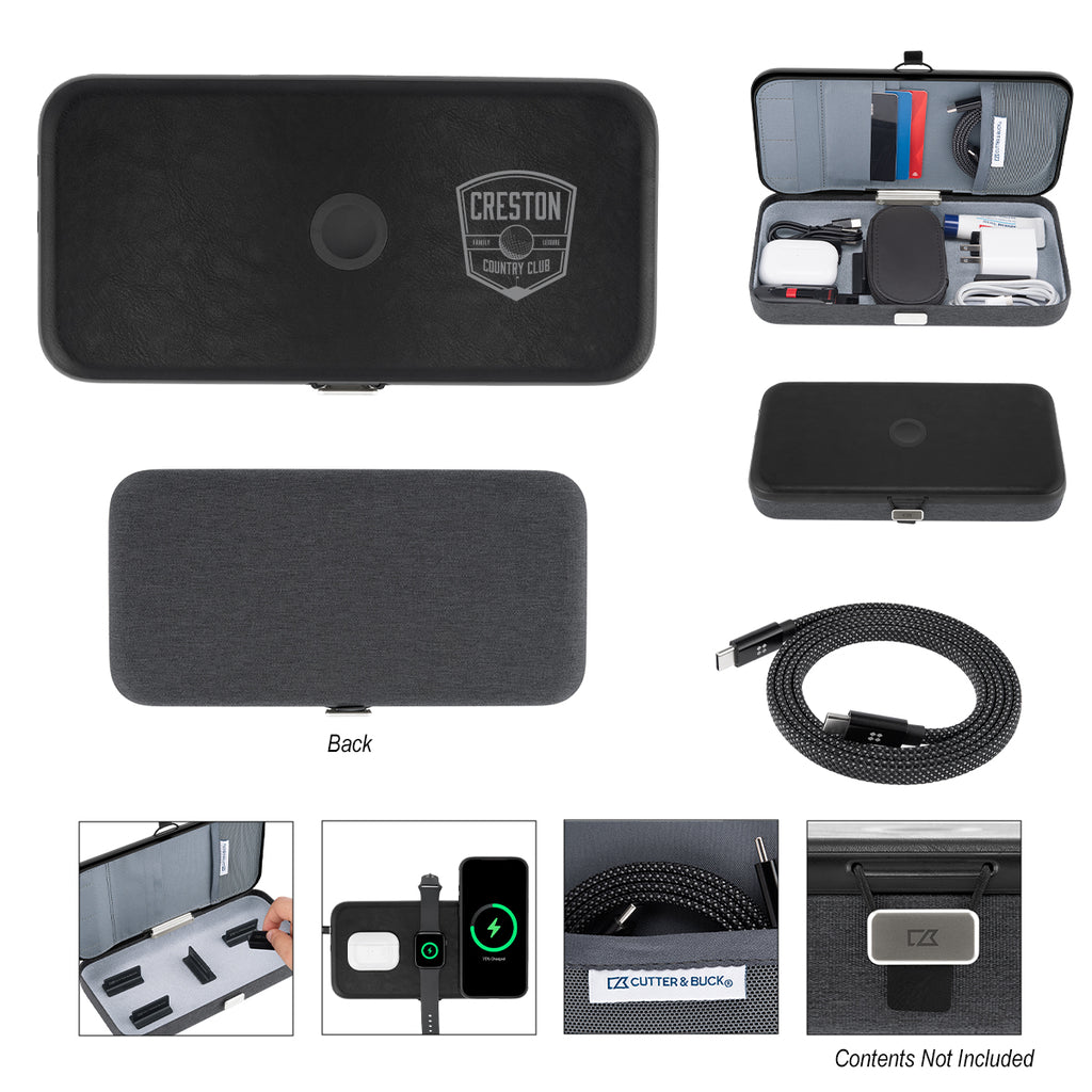 Cutter & Buck Three-Way Charging Tech Case - Black - Silk Screen