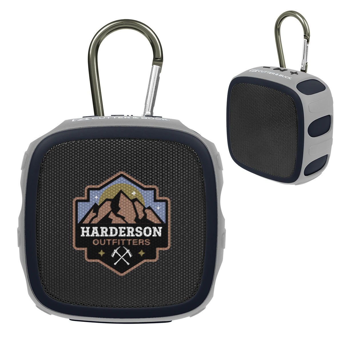 Cutter & Buck Waterproof Bluetooth Speaker - Gray with Navy - Full Color