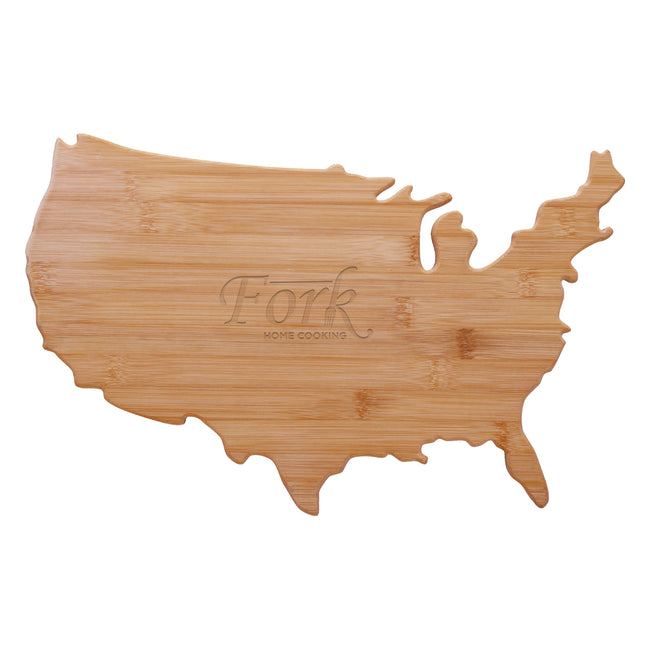 Cutting Board Shaped Like the USA, Bamboo