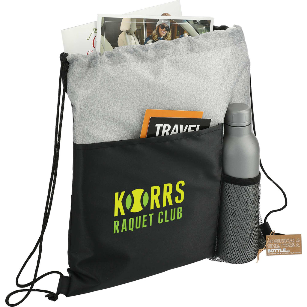 Cycle Recycled Drawstring Bag with Bottle Pocket Full Color - Graphite - Right Angle 2