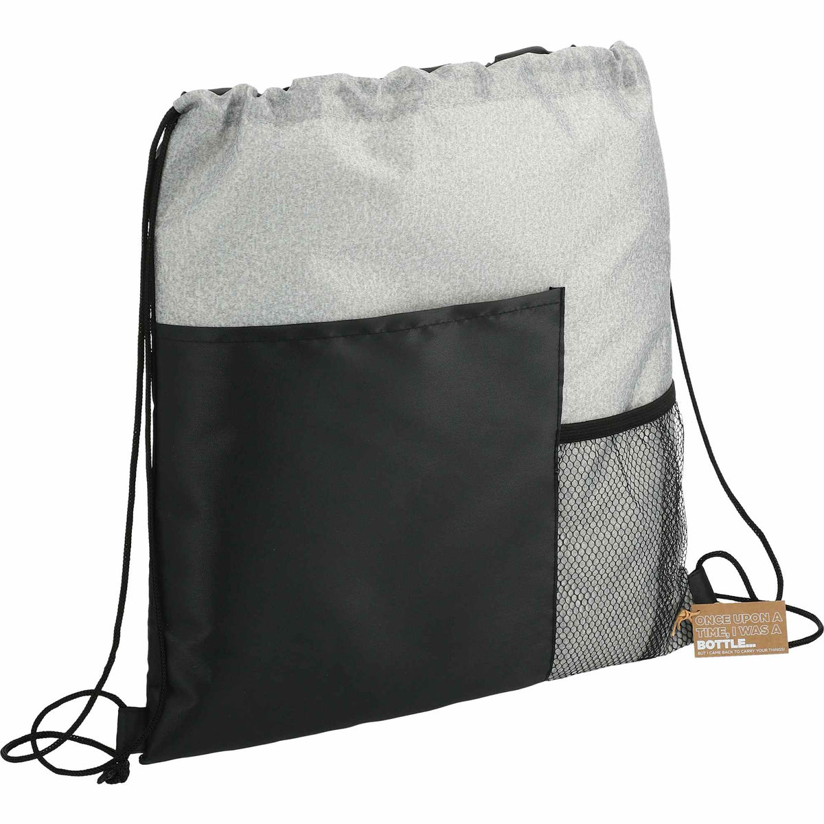 Cycle Recycled Drawstring Bag with Bottle Pocket Full Color - Graphite - Right Angle 3