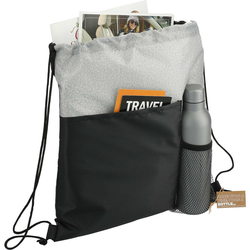 Cycle Recycled Drawstring Bag with Bottle Pocket Full Color - Graphite - Right Angle 4