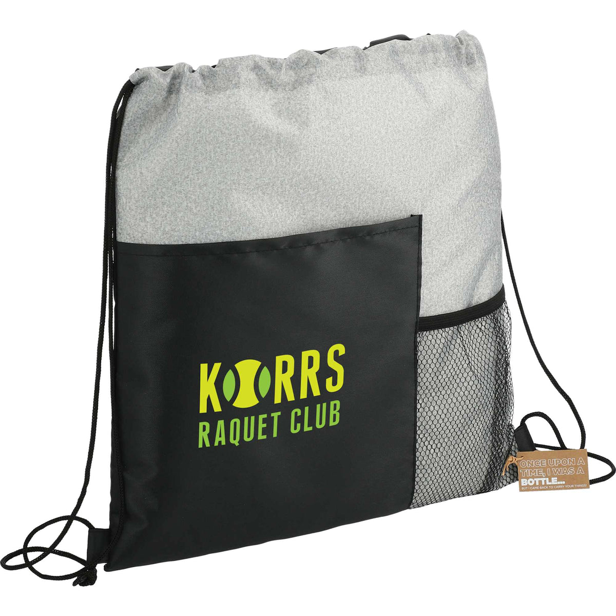 Cycle Recycled Drawstring Bag with Bottle Pocket Full Color - Graphite - Right Angle