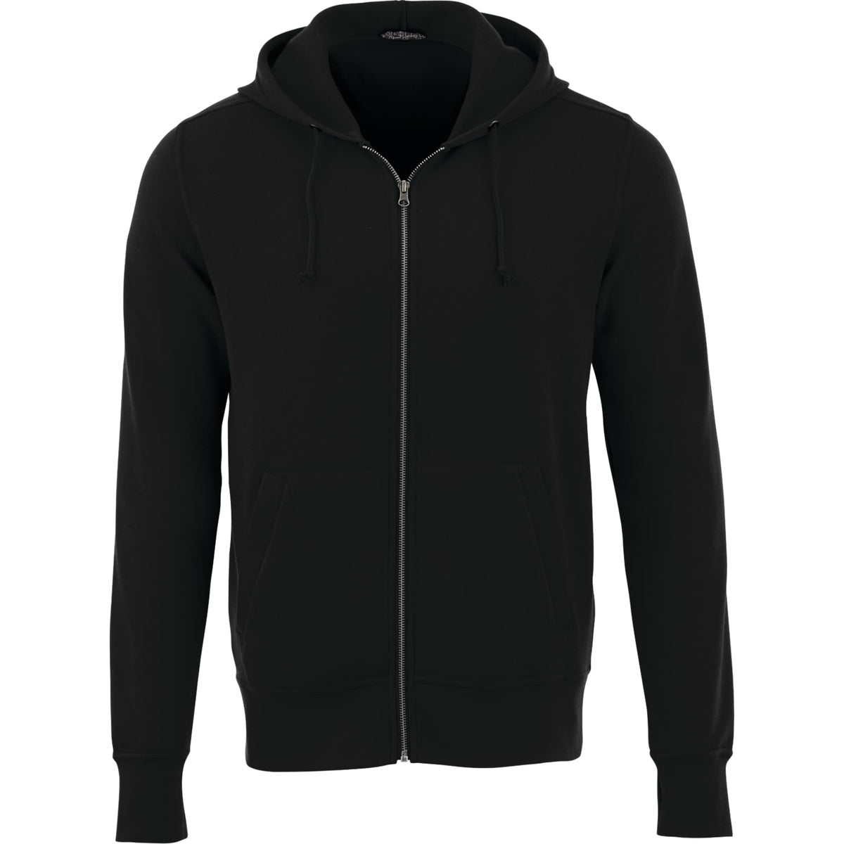 Cypress Fleece Full Zip Hoodie for Men Embroidery - Black - Front Flat