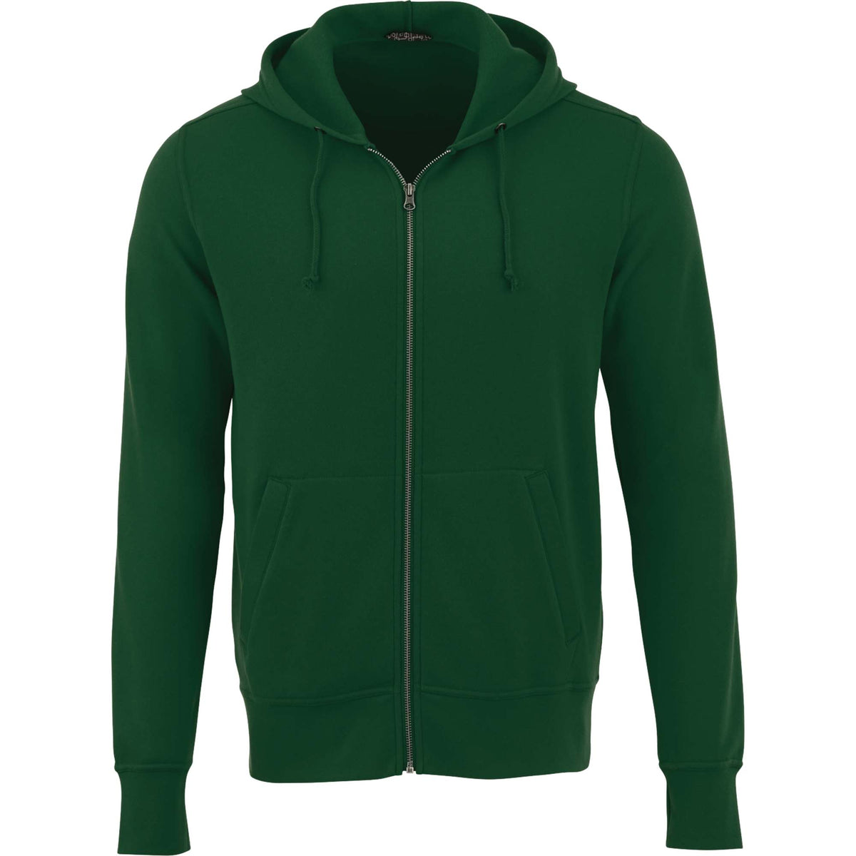 Cypress Fleece Full Zip Hoodie for Men Embroidery - Forest Green - Front Flat