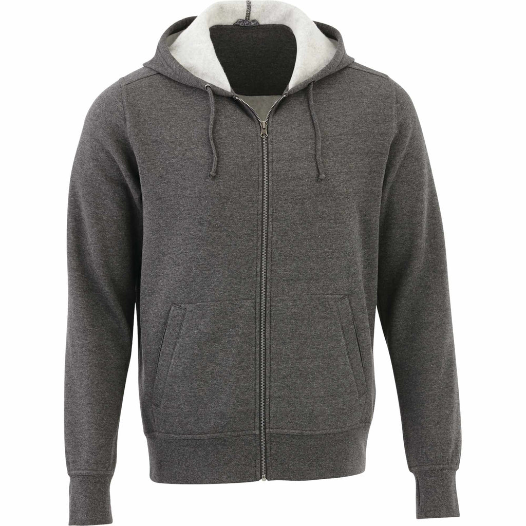 Cypress Fleece Full Zip Hoodie for Men Embroidery - Heather Dark Charcoal - Front Flat