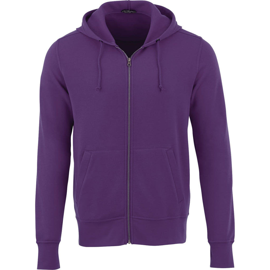 Cypress Fleece Full Zip Hoodie for Men Embroidery - Purple - Front Flat