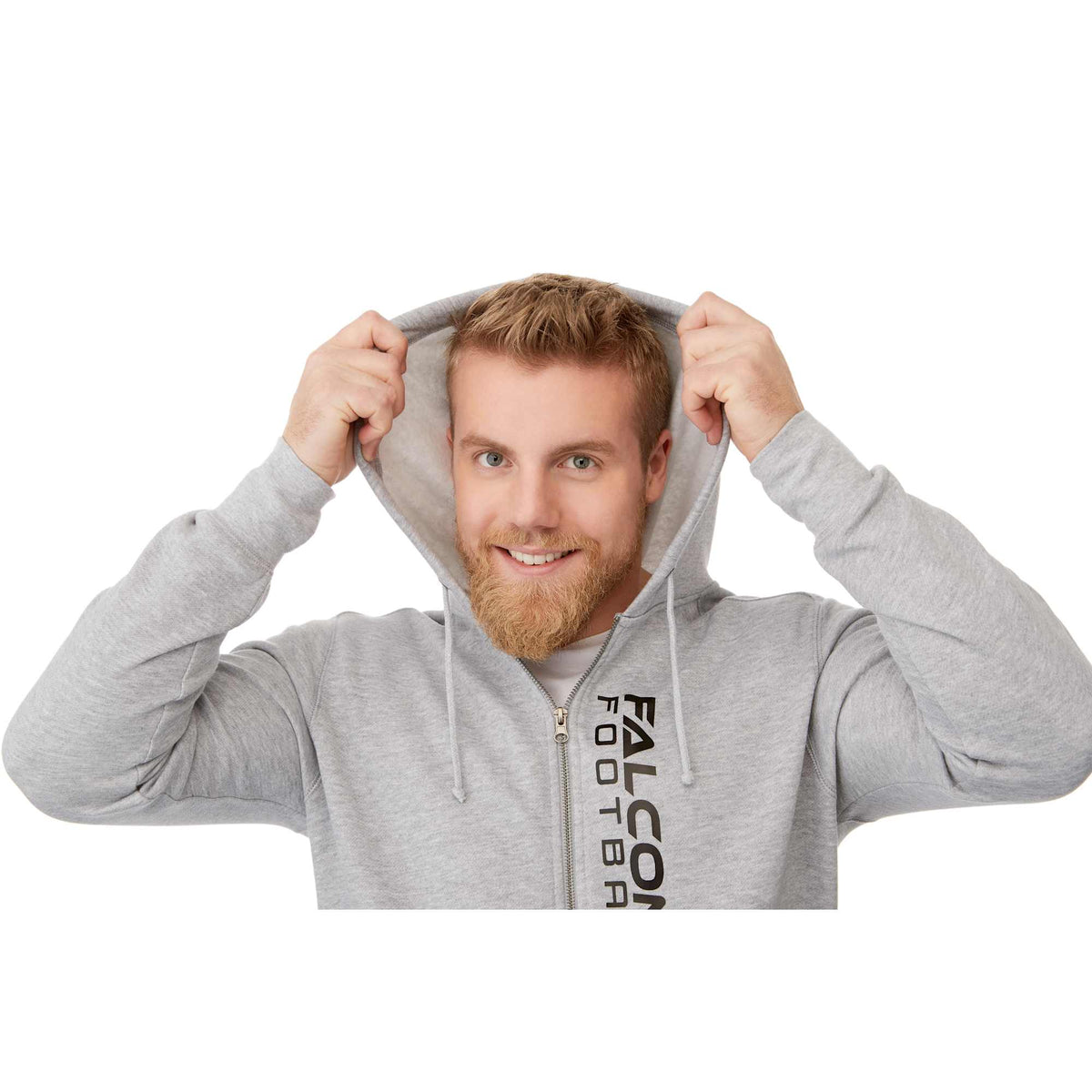 Cypress Fleece Full Zip Hoodie for Men Transfer - Heather Grey - On Model 2