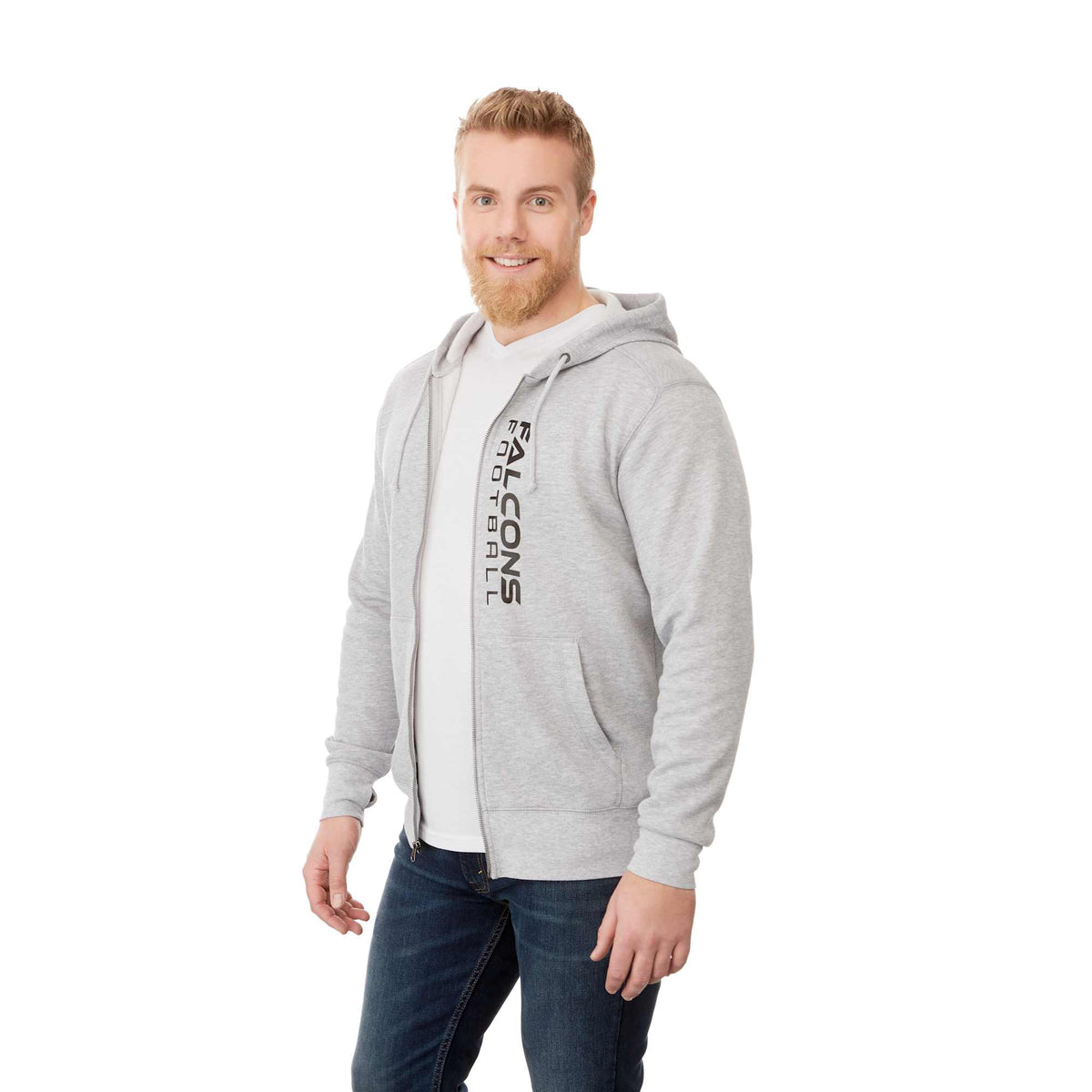 Cypress Fleece Full Zip Hoodie for Men Transfer - Heather Grey - On Model