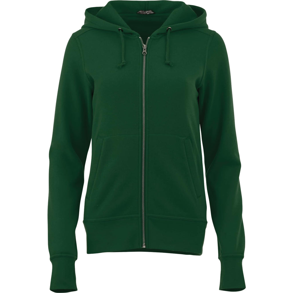 Cypress Fleece Full Zip Hoodie for Women Transfer - Forest Green - Front Flat