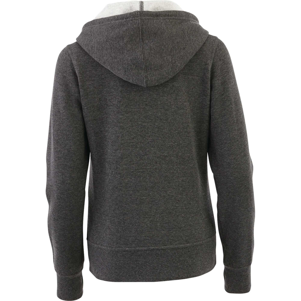 Cypress Fleece Full Zip Hoodie for Women Transfer - Heather Dark Charcoal - Back Flat