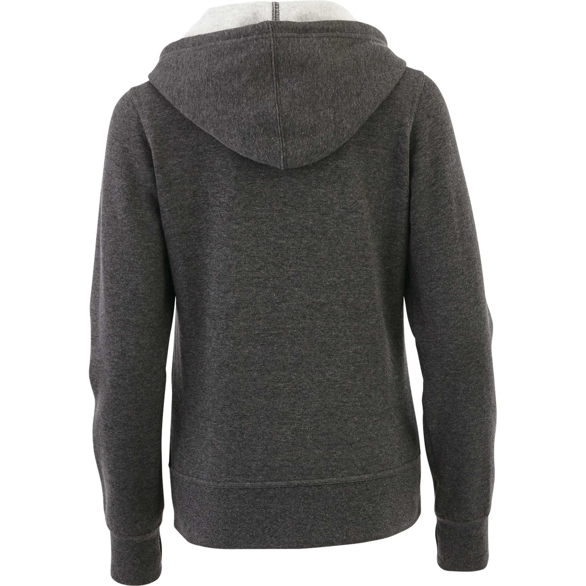 Cypress Fleece Full Zip Hoodie for Women Transfer - Heather Dark Charcoal - Back Flat