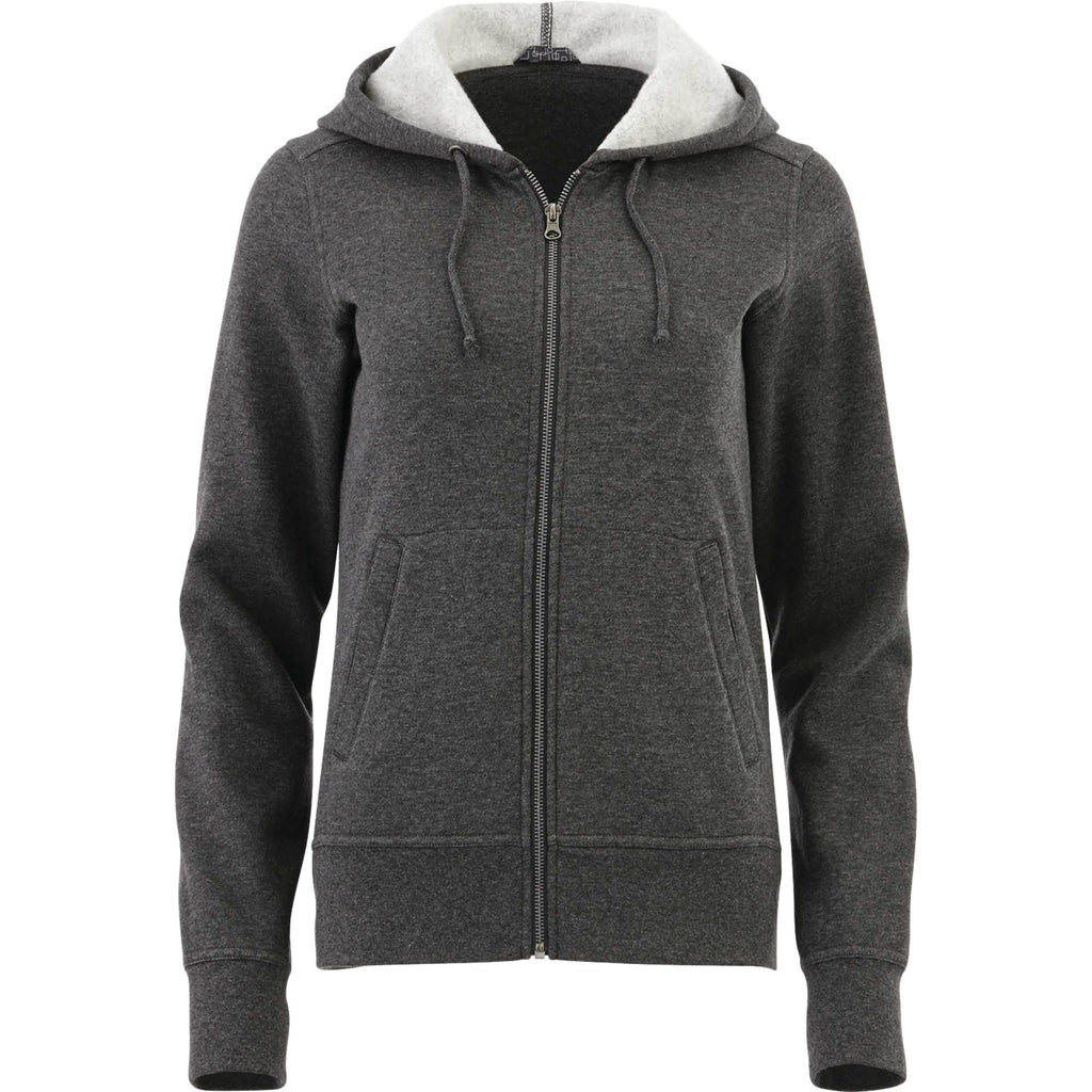 Cypress Fleece Full Zip Hoodie for Women Transfer - Heather Dark Charcoal - Front Flat